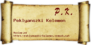Peklyanszki Kelemen névjegykártya